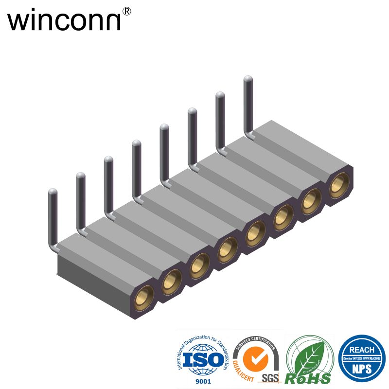 Female IC Socket 2.54mm Single Row Right Angle DIP Type