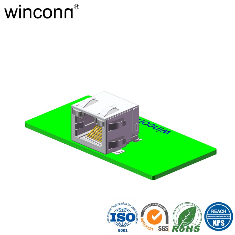 Right Angle SMT With LED Without Transformer RJ45 connector