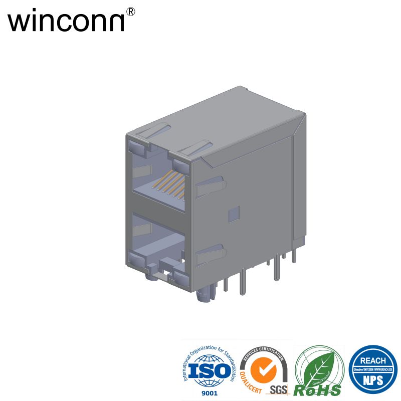 RJ45 2*1 W/O LED W/O transformer 100/1000M 1G 2.5G 5G 10G 20G DIP socket connector 