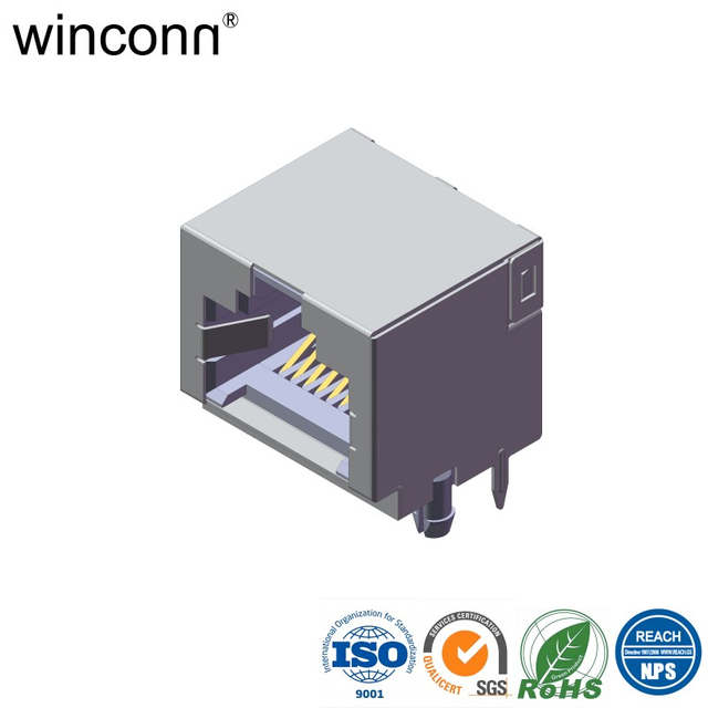 1Port Right Angle DIP W/O LED W/O Transformer RJ45 connector