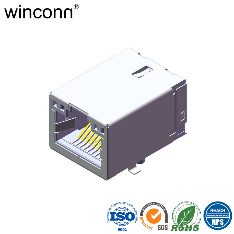 10P10C 8P8C with transformer with LED right angle SMT RJ45 connector