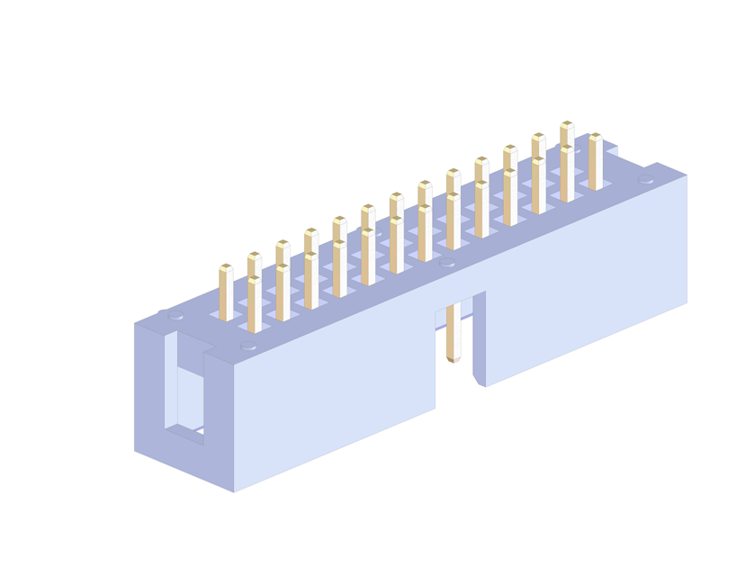 dual row Straight DIP 0.039"(1.00mm)Pitch Box Header connector