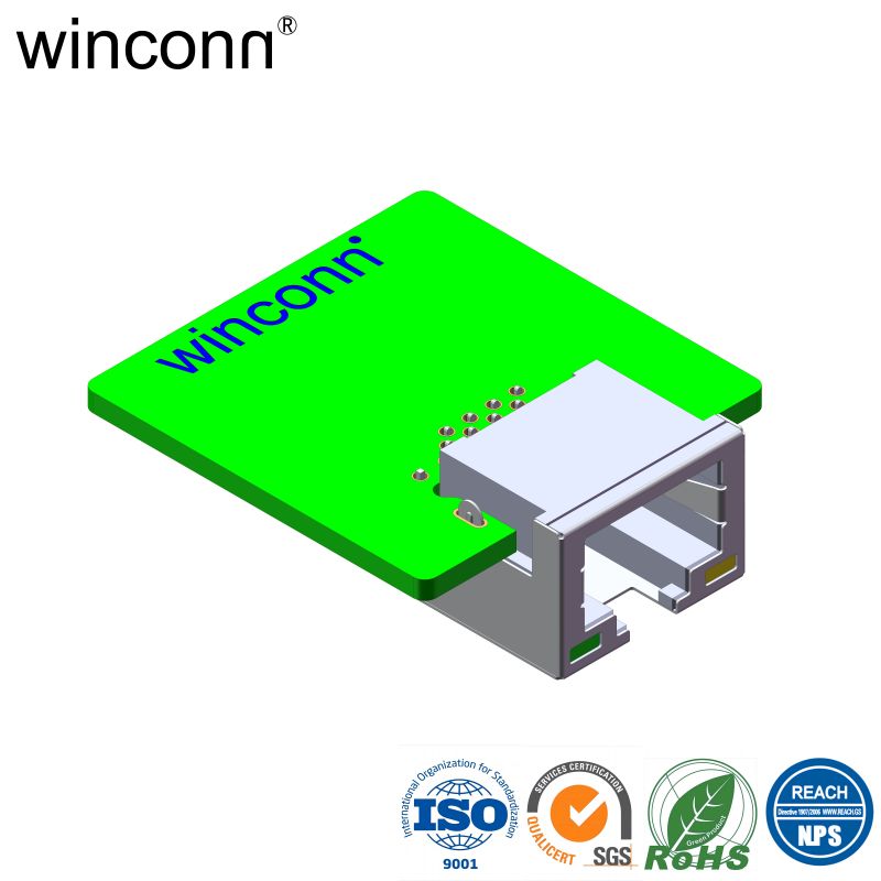 Sinker Type Right Angle DIP with LED RJ45 connector