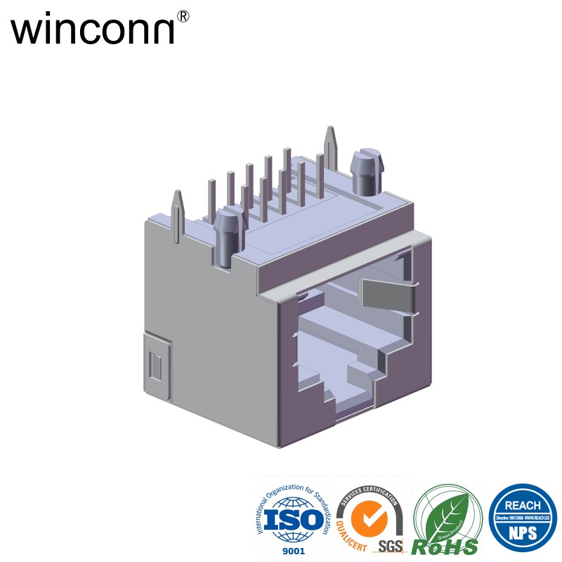 1Port Right Angle DIP W/O LED W/O Transformer RJ45 connector