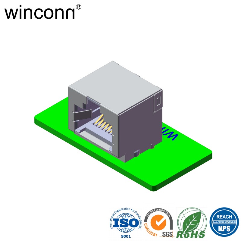 1Port Right Angle DIP W/O LED W/O Transformer RJ45 connector