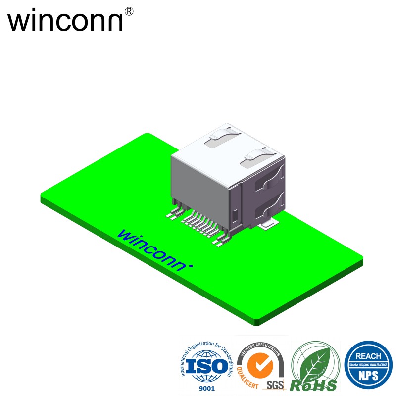 Right Angle SMT With LED Without Transformer RJ45 connector