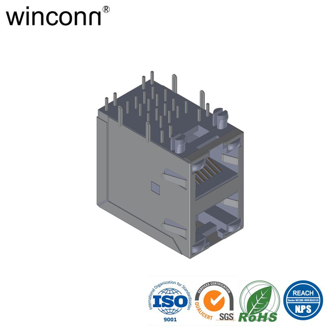 RJ45 2*1 W/O LED W/O transformer 100/1000M 1G 2.5G 5G 10G 20G DIP socket connector 