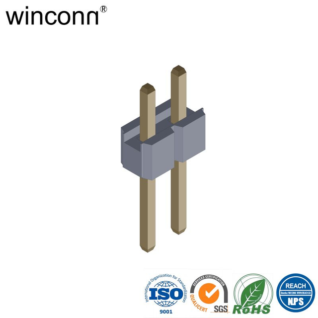 2.54mm 1*2P single row straight DIP Housing=2.5mm NY6T Gold Flash plating pin header socket terminal connector